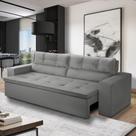 Sofá Retrátil e Reclinável 3 lugares com Molas 2,00m Vegas Suede Cinza Adonai Estofados