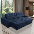 Sofá Retrátil e Reclinável 3 Lugares com Molas 2,10m Dani Suede Azul Adonai Estofados Sofá Retrátil e Reclinável 3 Lugares com Molas 2,10m Dani Suede Azul Adonai Estofados