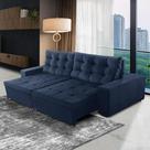 Sofá Retrátil e Reclinável 3 Lugares com Molas 2,10m Duda Suede Azul Adonai Estofados Sofá Retrátil e Reclinável 3 Lugares com Molas 2,10m Duda Suede Azul Adonai Estofados