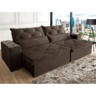 Sofá Retrátil E Reclinável 3,10m 6 Lugares Suede Lisboa Marrom Café