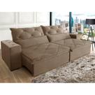 Sofá Retrátil E Reclinável 3,10m 6 Lugares Suede Lisboa Marrom Castor