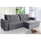 Sofá Retrátil e Reclinável 3,10m Suede Soberano Cinza