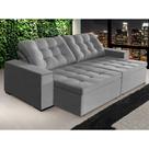 Sofá Retrátil e Reclinável 3,10m Suede Tunísia Cinza