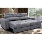 Sofá Retrátil e Reclinável 3,15m Molas Ensacadas Cama inBox Style Thermo Gel Linho Cinza Escuro