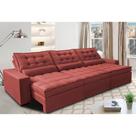 Sofá Retrátil e Reclinável 3,52m com Molas Ensacadas Cama Inbox Gold Tecido Suede Velusoft Vermelho