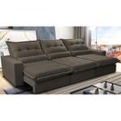 Sofá Retrátil e Reclinável 3,52m com Molas Ensacadas Cama Inbox Soft Tecido Suede Velusoft Café