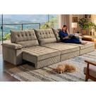 Sofá Retrátil e Reclinável 3,60m com Molas e Espuma D33 Thunder. Velusoft Cama inBox