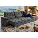 Sofá Retrátil e Reclinável 3,60m com Molas e Espuma D33 Thunder. Velusoft Cama inBox