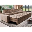 Sofá Retrátil e Reclinável 3,85m Cama inBox Big Puffer com SoftGelD40 Velupluma Castor