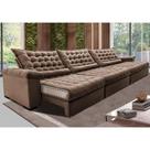 Sofá Retrátil e Reclinável 3,85m Molas Ensacadas Cama inBox Big Space com Bordado 3D Velusoft Castor