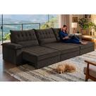 Sofá Retrátil e Reclinável 3,90m com Molas e Espuma D33 Thunder. Velusoft Cama inBox