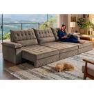 Sofá Retrátil e Reclinável 3,90m com Molas e Espuma D33 Thunder. Velusoft Cama inBox