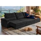 Sofá Retrátil e Reclinável 3,90m com Molas e Espuma D33 Thunder. Velusoft Cama inBox