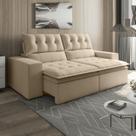 Sofá Retrátil e Reclinável 4 Lugares 230cm Pillow Top Duplo Base Madeira Maciça Paris Marrom