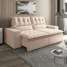 Sofá Retrátil e Reclinável 4 Lugares 230cm Pillow Top Duplo Base Madeira Maciça Paris