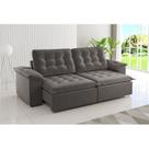 Sofá Retrátil e Reclinável 4 Lugares 250cm Veludo Detroit Cinza Grafite Sofá Retrátil e Reclinável 4 Lugares 250cm Veludo Detroit Cinza Grafite
