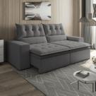 Sofá Retrátil e Reclinável 4 Lugares 290cm Pillow Top Duplo Base Madeira Maciça Paris