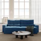 Sofá Retrátil e Reclinável 4 Lugares 300cm Embaúba Extra CabeCasa MadeiraOriginals Azul Diamante