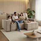 Sofá Retrátil e Reclinável 4 Lugares Espuma Fibra Siliconada Garopaba Veludo 200cm