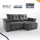 Sofá Retrátil e Reclinável 4 Lugares Espuma Fibra Siliconada Mariscal Veludo 200cm