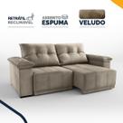 Sofá Retrátil e Reclinável 4 Lugares Espuma Fibra Siliconada Mariscal Veludo 200cm