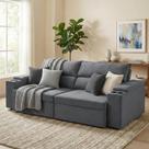 Sofá Retrátil e Reclinável 4 Lugares Molas Ensacadas 250cm Veludo Havana