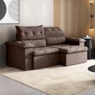 Sofá Retrátil e Reclinável 4 Lugares Suede Dream Touch Marrom Cupuaçu 240cm CabeCasa MadeiraOriginals