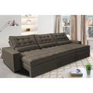Sofá Retrátil e Reclinável 4,12m com Molas Ensacadas Cama Inbox Gold Tecido Suede Velusoft Café