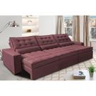 Sofá Retrátil e Reclinável 4,12m com Molas Ensacadas Cama Inbox Gold Tecido Suede Velusoft Vinho