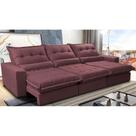 Sofá Retrátil e Reclinável 4,12m com Molas Ensacadas Cama Inbox Soft Tecido Suede Velusoft Vinho