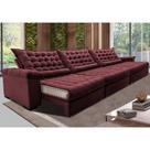 Sofá Retrátil e Reclinável 4,15m Molas Ensacadas Cama inBox Big Space com Bordado 3D Velusoft Vinho