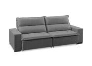 Sofá Retrátil e Reclinável 5 Lugares Linho com Molas Supreme 280cm Cinza