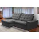 Sofá Retrátil e Reclinável Alasca New 5 Lugares Veludo Cinza 250cm -Ferguile