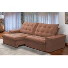 Sofá Retrátil e Reclinável Alasca New 5 Lugares Veludo Marrom 250cm - Ferguile