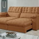 Sofá Retrátil e Reclinável Barcelona 250 Cm Veludo com Molas Ensacadas