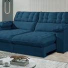 Sofá Retrátil e Reclinável Barcelona 250 Cm Veludo com Molas Ensacadas