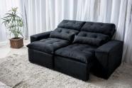Sofá Retrátil e Reclinável com 2,00m/2,50m de Largura em Tecido Suede Preto