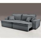 Sofa Retrátil e Reclinável com Molas Cama inBox Premium 2,12m tecido em linho Cinza Escuro