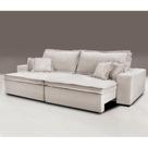 Sofa Retrátil e Reclinável com Molas Cama inBox Premium 2,52m tecido em linho Bege Claro