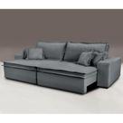 Sofa Retrátil e Reclinável com Molas Cama inBox Premium 2,92m tecido em linho Cinza Escuro