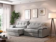 Sofá Retrátil e Reclinável com Molas ensacadas e Carregador USB Colosso 2,30m Linho Soft Prata - NETSOFAS