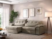 Sofá Retrátil e Reclinável com Molas ensacadas e Carregador USB Colosso 2,30m Veludocristal Fendi - NETSOFAS