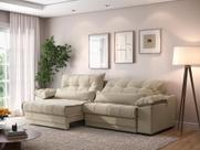 Sofá Retrátil e Reclinável com Molas ensacadas e Carregador USB Colosso 2,90m Linho Soft Bege - NETSOFAS