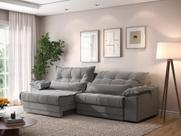 Sofá Retrátil e Reclinável com Molas ensacadas e Carregador USB Colosso 2,90m Linho Soft Grafite - NETSOFAS