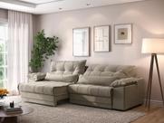 Sofá Retrátil e Reclinável com Molas ensacadas e Carregador USB Colosso 2,90m Veludocristal Fendi - NETSOFAS