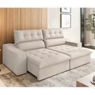 Sofa Retrátil e Reclinável com Pillow Top 3 Lugares 2,30m Bellory Bege Marfim