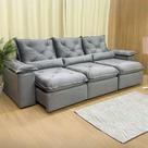 Sofá Retrátil e Reclinável Confortável com 2,65m de Largura e Abertura Grande em Tecido Veludo Premium com Pillow nos Braços e Assentos