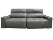 Sofá Retrátil e Reclinável de Couro Atami 2,50 m Cement Grey