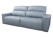 Sofá Retrátil e Reclinável de Couro Atami 2,50 m Light Blue - Mempra Design