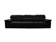 Sofá Retrátil e Reclinável de Couro Queen (3 módulos) 3,30 m Preto Pigmentado - Mempra Design